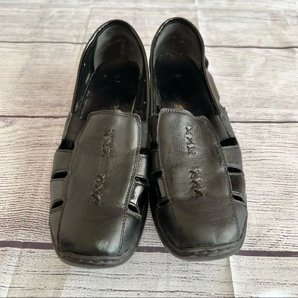 Rieker Black Cut Out Leather Wedge size 40